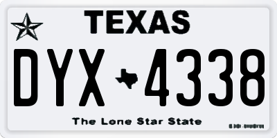 TX license plate DYX4338