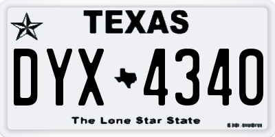 TX license plate DYX4340