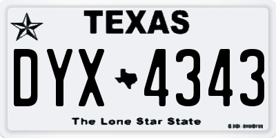 TX license plate DYX4343