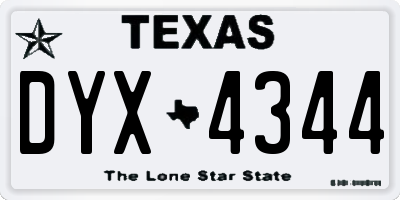 TX license plate DYX4344