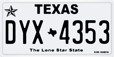 TX license plate DYX4353