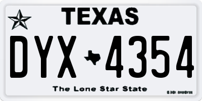 TX license plate DYX4354