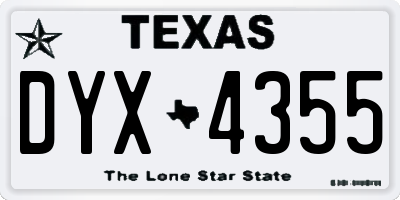 TX license plate DYX4355
