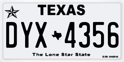TX license plate DYX4356