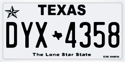 TX license plate DYX4358