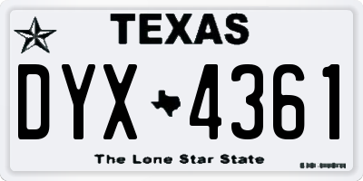 TX license plate DYX4361