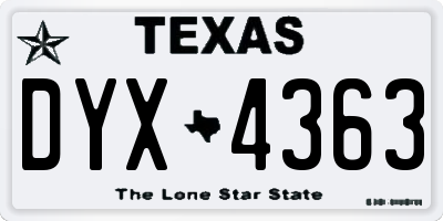 TX license plate DYX4363