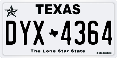 TX license plate DYX4364