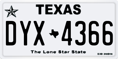 TX license plate DYX4366