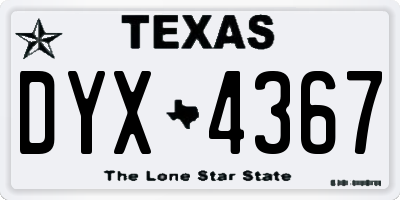 TX license plate DYX4367