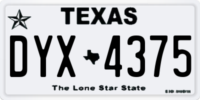 TX license plate DYX4375