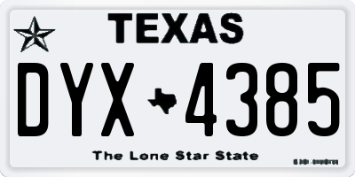 TX license plate DYX4385