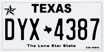 TX license plate DYX4387