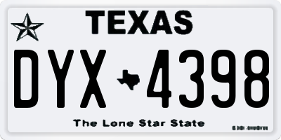 TX license plate DYX4398