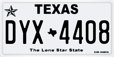 TX license plate DYX4408