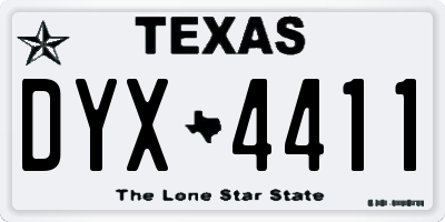 TX license plate DYX4411