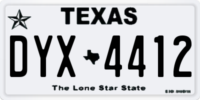 TX license plate DYX4412
