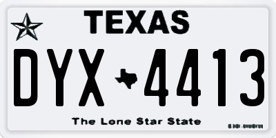 TX license plate DYX4413