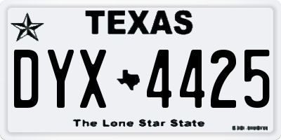 TX license plate DYX4425