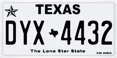 TX license plate DYX4432