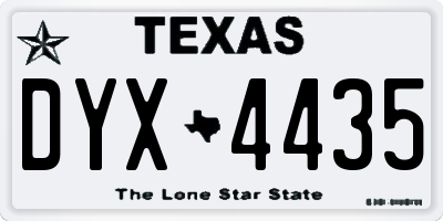 TX license plate DYX4435