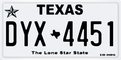 TX license plate DYX4451