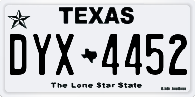 TX license plate DYX4452
