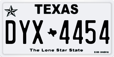 TX license plate DYX4454