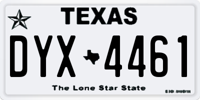 TX license plate DYX4461