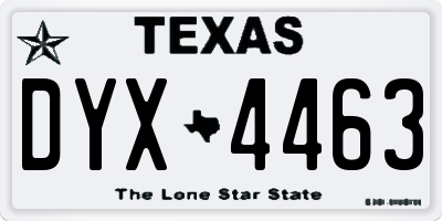 TX license plate DYX4463