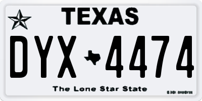 TX license plate DYX4474