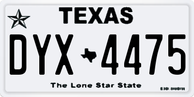 TX license plate DYX4475