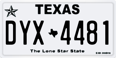 TX license plate DYX4481