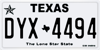 TX license plate DYX4494