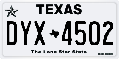 TX license plate DYX4502