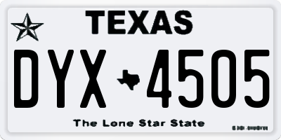 TX license plate DYX4505