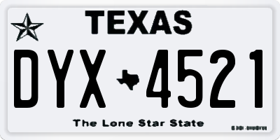 TX license plate DYX4521