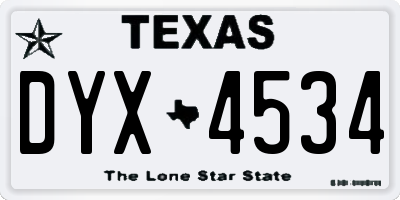 TX license plate DYX4534