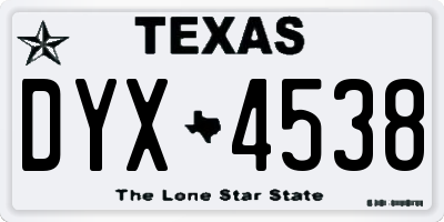 TX license plate DYX4538