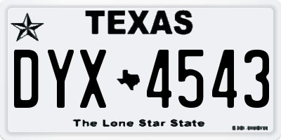 TX license plate DYX4543