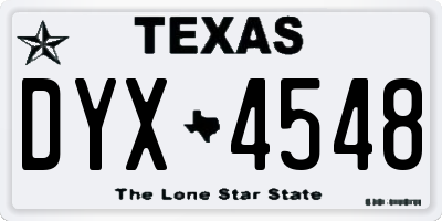 TX license plate DYX4548