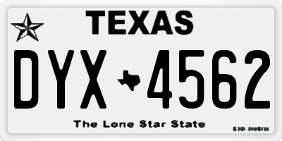 TX license plate DYX4562