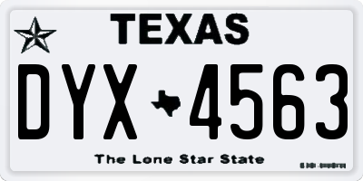 TX license plate DYX4563