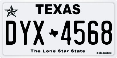 TX license plate DYX4568