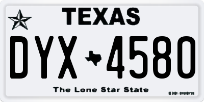 TX license plate DYX4580