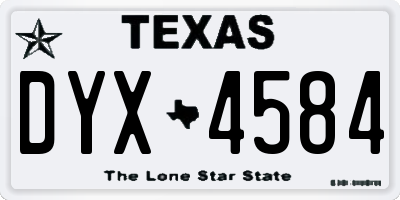 TX license plate DYX4584