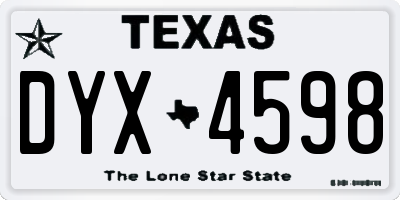 TX license plate DYX4598
