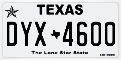 TX license plate DYX4600