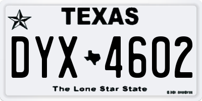 TX license plate DYX4602