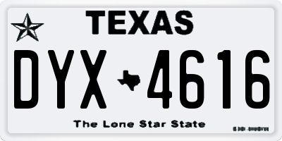 TX license plate DYX4616